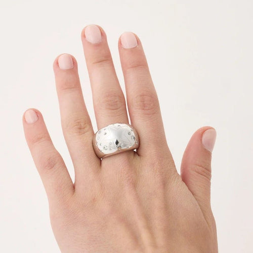 Bague 54 Bague jonc pavée de diamants en or blanc 750 58 Facettes