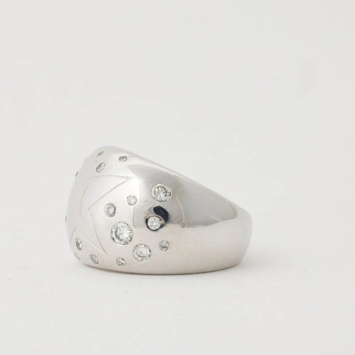 Bague 54 Bague jonc pavée de diamants en or blanc 750 58 Facettes