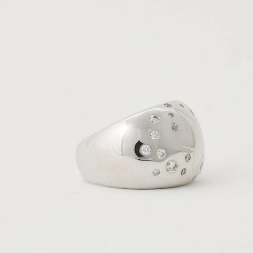 Bague 54 Bague jonc pavée de diamants en or blanc 750 58 Facettes