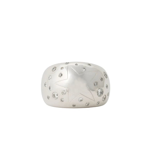 Bague 54 Bague jonc pavée de diamants en or blanc 750 58 Facettes