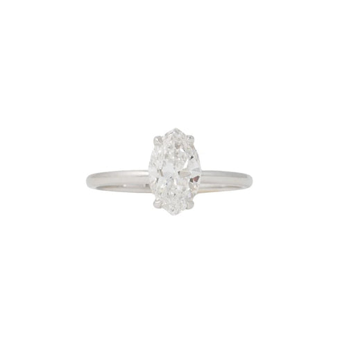 Bague 55 Bague en or blanc 750/1000 avec diamant taille marquise 1,56 ct 58 Facettes