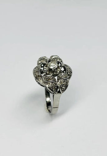 Bague 52 Bague Art déco en platine 950 sertie de diamants taille rose 0,50 ct 58 Facettes E04