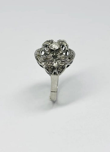 Bague 52 Bague Art déco en platine 950 sertie de diamants taille rose 0,50 ct 58 Facettes E04