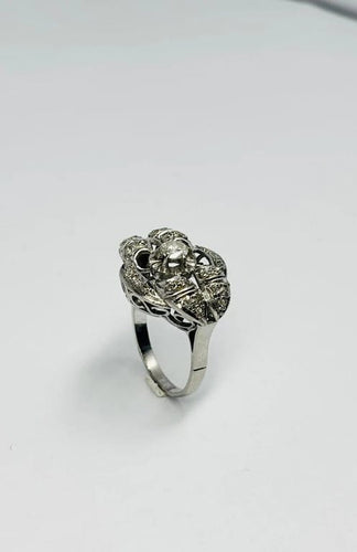 Bague 52 Bague Art déco en platine 950 sertie de diamants taille rose 0,50 ct 58 Facettes E04