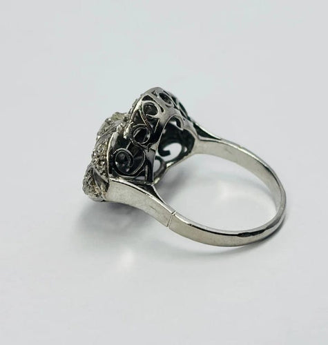 Bague 52 Bague Art déco en platine 950 sertie de diamants taille rose 0,50 ct 58 Facettes E04