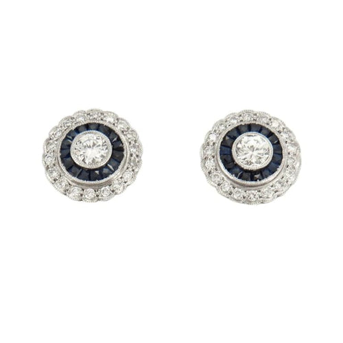 Boucles d'oreilles Boucles d’oreilles Art déco en platine 950 avec diamants et saphirs 58 Facettes A2551