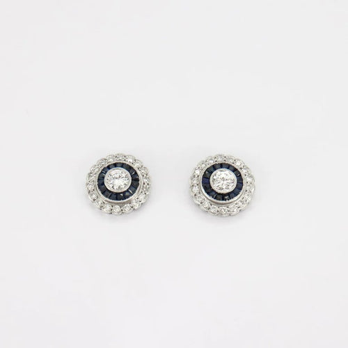 Boucles d'oreilles Boucles d’oreilles Art déco en platine 950 avec diamants et saphirs 58 Facettes A2551
