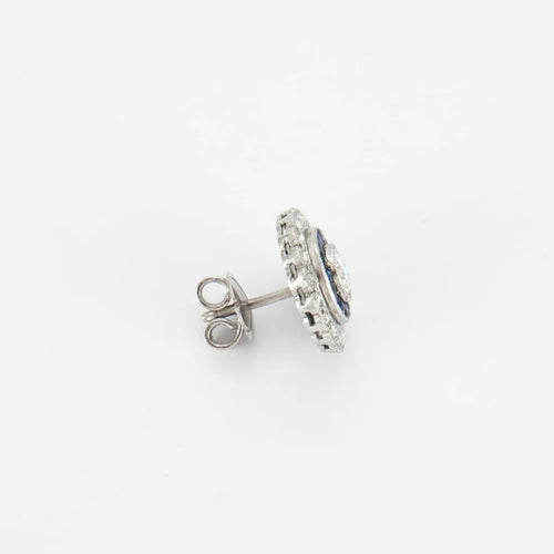 Boucles d'oreilles Boucles d’oreilles Art déco en platine 950 avec diamants et saphirs 58 Facettes A2551
