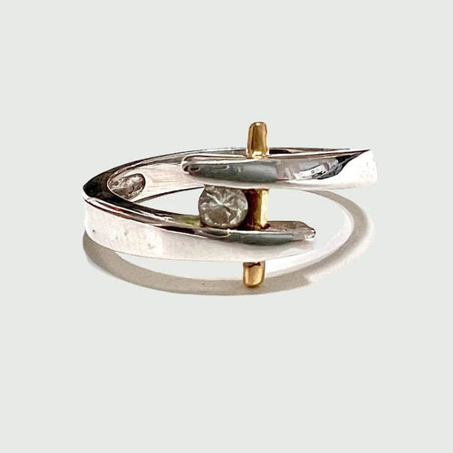 Bague 55.5 Bague tige en or 18 carats et diamants 58 Facettes