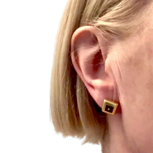 Boucles d'oreilles Boucles d’oreilles contemporaines XXe siècle en or jaune 18 k et rubis 58 Facettes Q913A