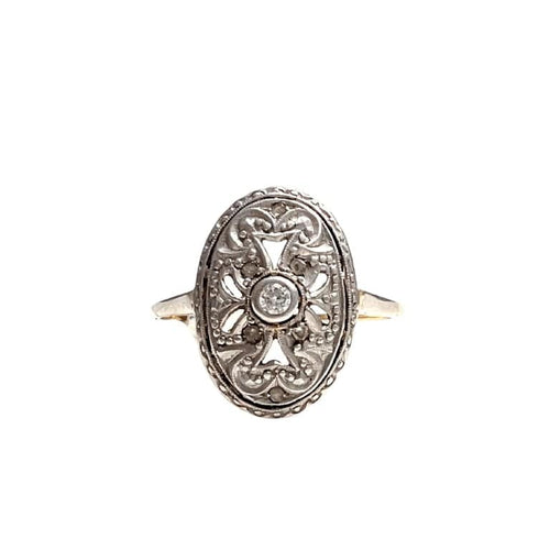 Bague 57 Bague Art déco en or 18 carats et platine avec diamants 58 Facettes