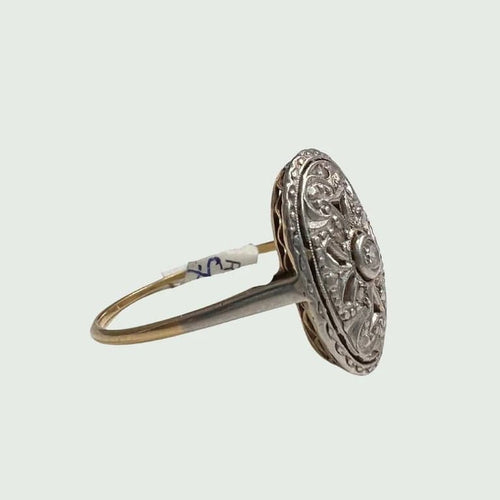 Bague 57 Bague Art déco en or 18 carats et platine avec diamants 58 Facettes