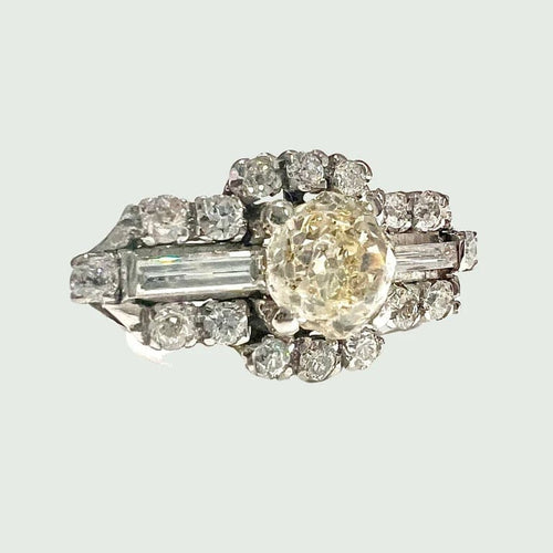 Bague 54 Bague contemporaine en platine 950 et diamants 58 Facettes