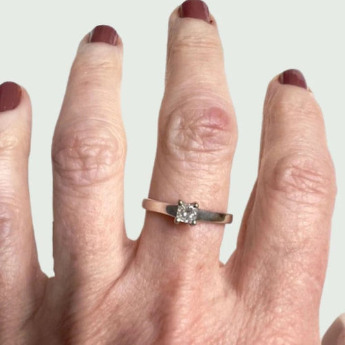 Bague 54 Solitaire - Bague en or 18 carats avec diamant 0,20 ct 58 Facettes Q966A