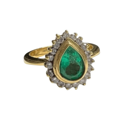 Bague 58 Bague contemporaine en or jaune 18 ct avec émeraudes et diamants 58 Facettes Q357A