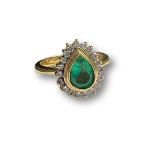 Bague 58 Bague contemporaine en or jaune 18 ct avec émeraudes et diamants 58 Facettes Q357A
