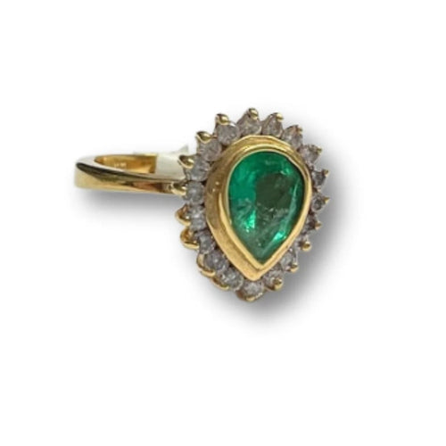 Bague 58 Bague contemporaine en or jaune 18 ct avec émeraudes et diamants 58 Facettes Q357A