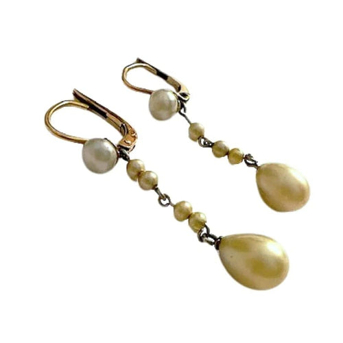 Boucles d'oreilles Boucles d'oreilles rétro en or jaune 18 ct avec perles 58 Facettes Q48B