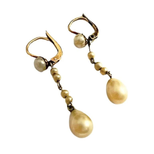 Boucles d'oreilles Boucles d'oreilles rétro en or jaune 18 ct avec perles 58 Facettes Q48B