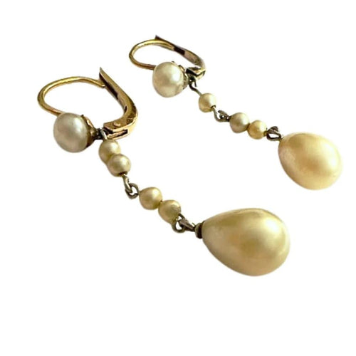 Boucles d'oreilles Boucles d'oreilles rétro en or jaune 18 ct avec perles 58 Facettes Q48B