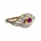 Bague 52 Bague Art déco en or 18 ct avec diamants et rubis synthétique 58 Facettes Q37B