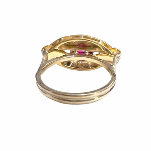Bague 52 Bague Art déco en or 18 ct avec diamants et rubis synthétique 58 Facettes Q37B