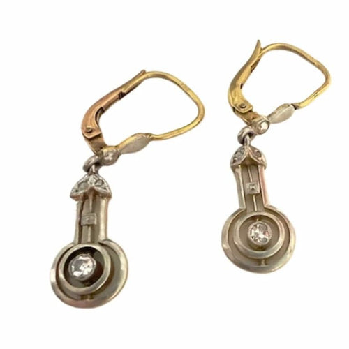 Boucles d'oreilles Boucles d'oreilles Art déco 1930-1935 en or jaune 18 carats et diamants 58 Facettes A1227
