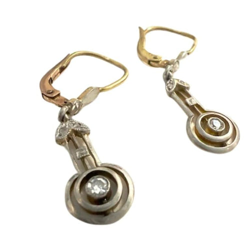 Boucles d'oreilles Boucles d'oreilles Art déco 1930-1935 en or jaune 18 carats et diamants 58 Facettes A1227