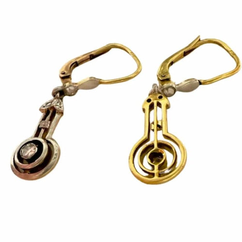 Boucles d'oreilles Boucles d'oreilles Art déco 1930-1935 en or jaune 18 carats et diamants 58 Facettes A1227