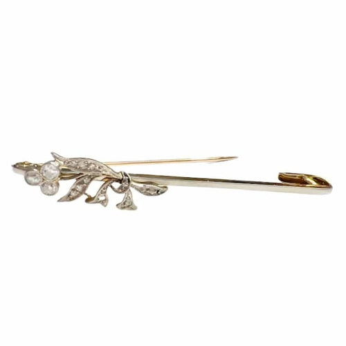 Broche Épingle de cravate Art déco 1940-1945 en or 18 ct, platine et diamants 58 Facettes Q18B