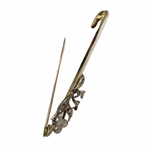 Broche Épingle de cravate Art déco 1940-1945 en or 18 ct, platine et diamants 58 Facettes Q18B