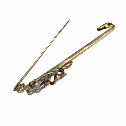 Broche Épingle de cravate Art déco 1940-1945 en or 18 ct, platine et diamants 58 Facettes Q18B