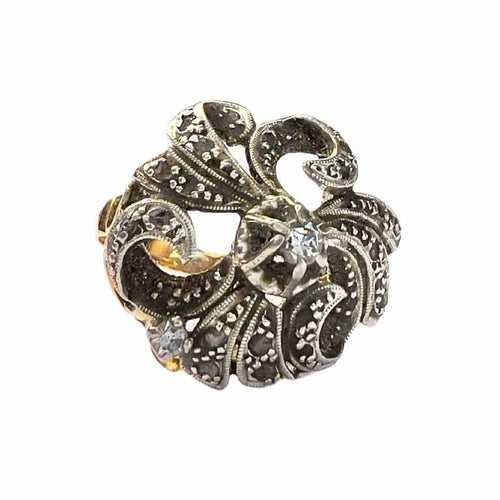 Bague 55 Bague Art déco en or 18 carats et argent 925 avec diamants 58 Facettes Q74B (922)