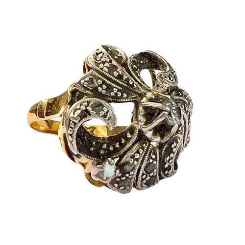 Bague 55 Bague Art déco en or 18 carats et argent 925 avec diamants 58 Facettes Q74B (922)