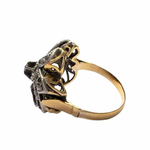 Bague 55 Bague Art déco en or 18 carats et argent 925 avec diamants 58 Facettes Q74B (922)