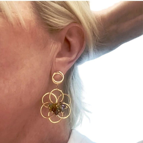 Boucles d'oreilles Boucles d'oreilles contemporaines en or 18 carats avec quartz, aigue-marine et améthyste 58 Facettes Q1B(915)