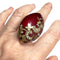 Bague 54 Bague du XXe siècle en or 18 k avec diamants et émail rouge 58 Facettes Q111B(947)