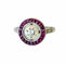 Bague 55 Bague Art déco géométrique en platine 950 avec rubis et diamants 58 Facettes A2579