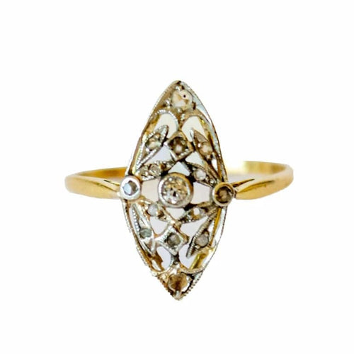 Bague 54 Bague Art déco années 1930 en or 18 carats et platine avec diamants 58 Facettes A1561
