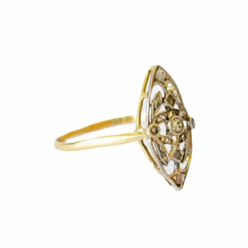 Bague 54 Bague Art déco années 1930 en or 18 carats et platine avec diamants 58 Facettes A1561
