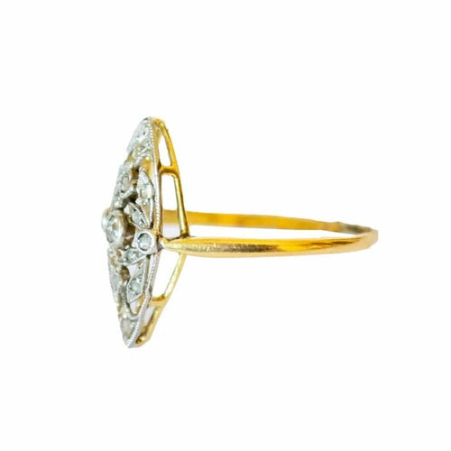 Bague 54 Bague Art déco années 1930 en or 18 carats et platine avec diamants 58 Facettes A1561