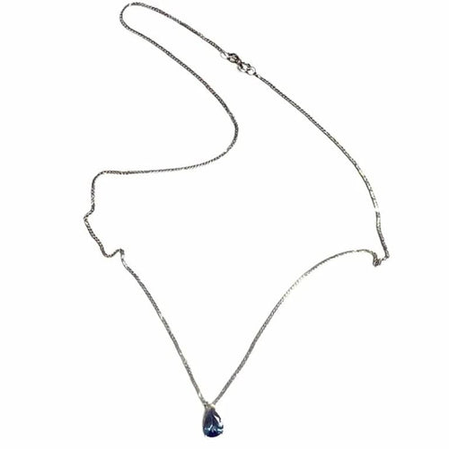 Collier Pendentif collier contemporain en or blanc 18 ct avec saphir poire 58 Facettes Q191B