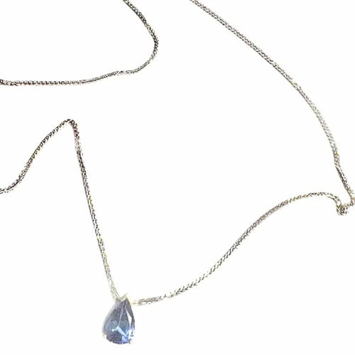 Collier Pendentif collier contemporain en or blanc 18 ct avec saphir poire 58 Facettes Q191B