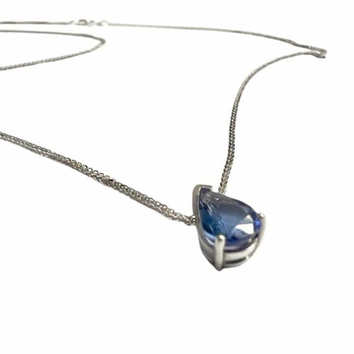 Collier Pendentif collier contemporain en or blanc 18 ct avec saphir poire 58 Facettes Q191B