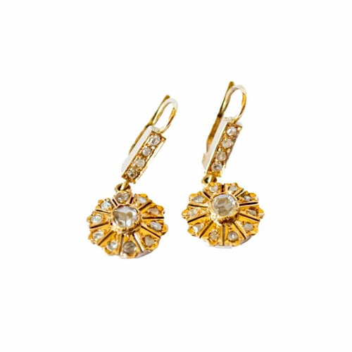 Boucles d'oreilles Boucles d’oreilles - Début XXe siècle en or 18 k avec diamants 58 Facettes Q101B