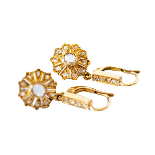 Boucles d'oreilles Boucles d’oreilles - Début XXe siècle en or 18 k avec diamants 58 Facettes Q101B