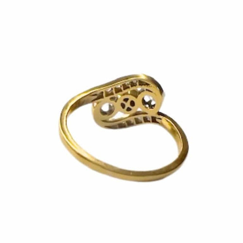 Bague 52.5 Bague Art déco en or 18 ct et platine avec diamants et perle 58 Facettes A1487