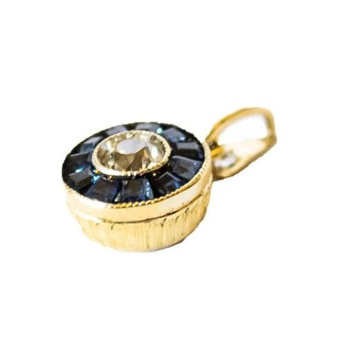 Pendentif Pendentif Art déco en or jaune 18 ct avec diamants et saphirs 58 Facettes A2613