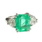 Bague 53 Bague en or blanc 18 carats avec émeraude et diamants 58 Facettes Q63B