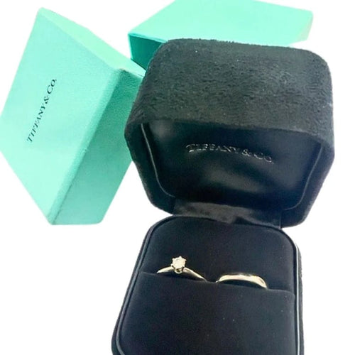 Bague 52.5 Tiffany & Co - Ensemble bague solitaire et alliance en platine 950 et diamant 58 Facettes Q55B